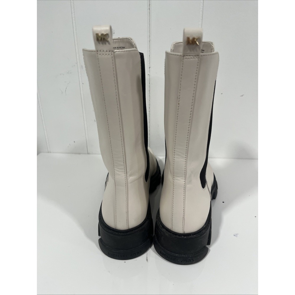 Michael Kors Cream and Black Chelsea Lace-Up Boots - Picture 4 of 7